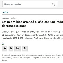 Latinoamrica arranc el ao con una reduccin de 50% en nmero de transacciones